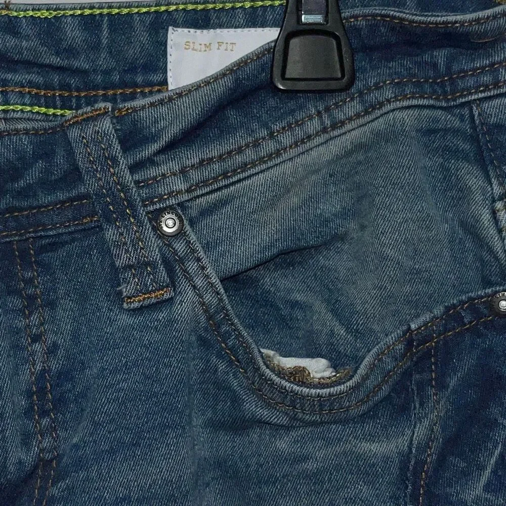 Six Lincoln Mens Blue Denim Stretch Slim Fit Skinny Jeans Medium Wash Size 30/32